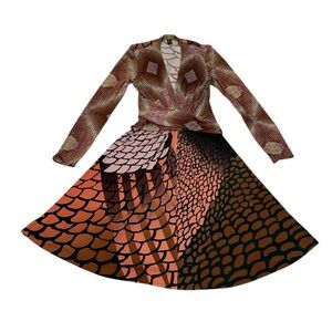 Issa London 100% Silk Business Multicolor Long Sleeve Dress
